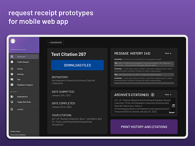 request receipt - web prototype