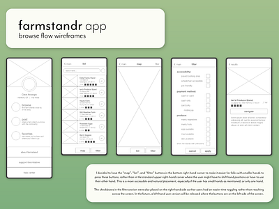 farmstandr app browse flow wireframes