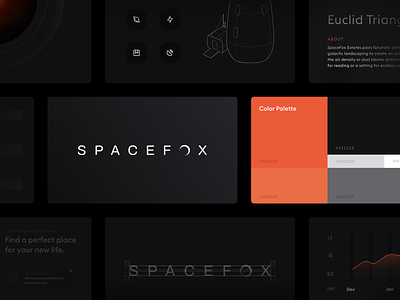 SpaceFox - Brand Design branding dark mode icons id identity logo mars space typography ui vector
