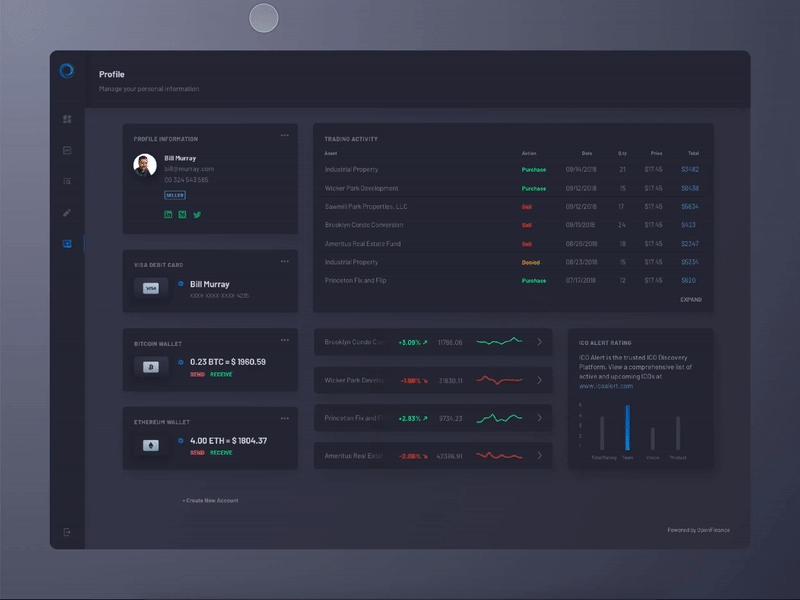 OpenFinance - Ethereum Wallet animation blockchain cryptocurrency dashboard fintech framer interactio principle tokens trading ui ux