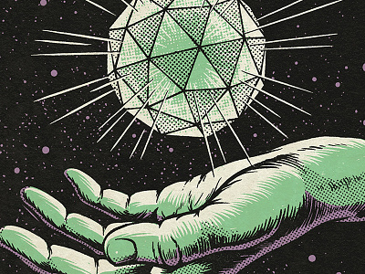 Avs In This Together halftone hand orb screenprint sphere texture