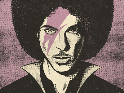 Prince Bowie halftone ink portrait texture