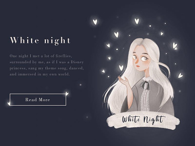 white night illustration banner girl night web 插图