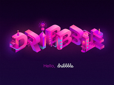 Hello Dribbble illustration isometric typography