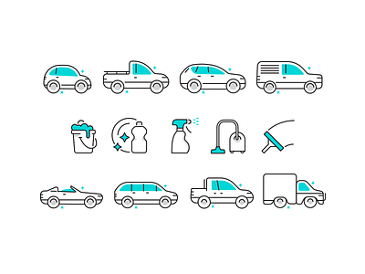 Illustration set for a car wash service