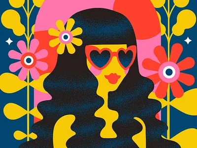 Flower Power 1970s 70s colorful design flower flower power hippie illustration illustrator retro vector