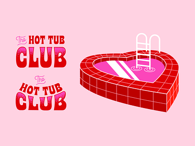 The Hot Tub Club club colorful groovy heart hottub illustration illustrator jacuzzi motel pink red retro valentines vector vintage