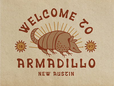 Welcome to Armadillo armadillo illustration illustrator retro southwestern texas vector western