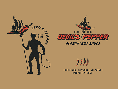 Devil's Pepper branding chilli colorful devil hotsauce illustration illustrator logo retro vector vintage