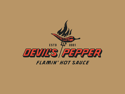 Devil's Pepper Logo branding chilli colorful devil hotsauce illustration illustrator logo retro vector