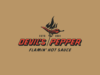 Devil's Pepper Logo branding chilli colorful devil hotsauce illustration illustrator logo retro vector