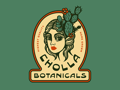 Cholla Botanicals botanical branding cactus cholla colorful flowers illustration illustrator logo retro vector vintage