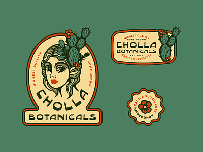 Cholla Botanicals botanical branding cactus cholla colorful flowers illustration illustrator logo retro vector vintage