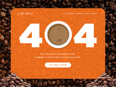 404 Page 404 404 error 404 page bar coffee dailyui dailyuichallenge design ui web website