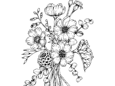 flower bouquet illustration botanical bouquet drawing flower illustration sketch vector