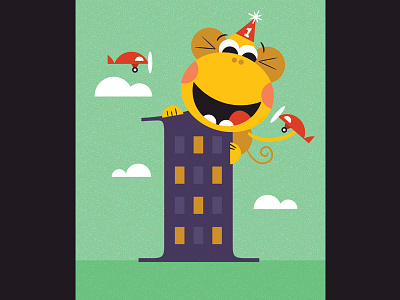 King Kong Climbs to Number 1! birthday character cute illustration king kong