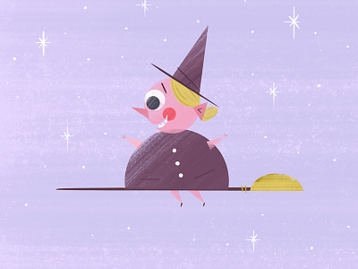 Weeeeeeeeee! cute gouache illustration texture witch