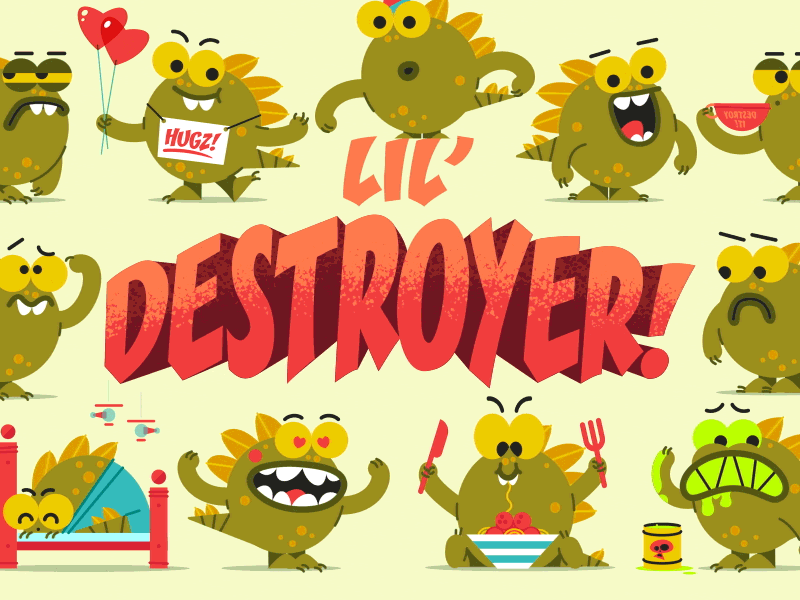Lil' Destroyer! animation character design cute gif illustration imessage ios stickers loop stickers