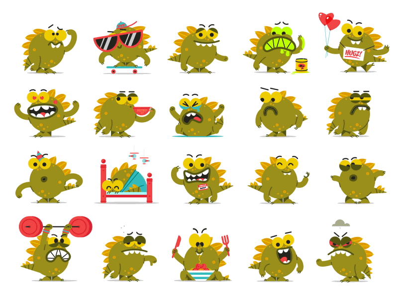 Lil' Destroyer! (Full Sticker Set) animation character design cute gif illustration imessage ios stickers stickers loop