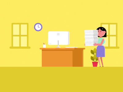 Overworked 2d animation character design explainer video illustration