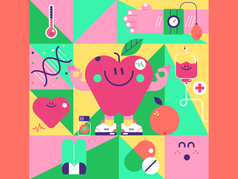 An Apple A Day animation apple charachter design cute health illustration
