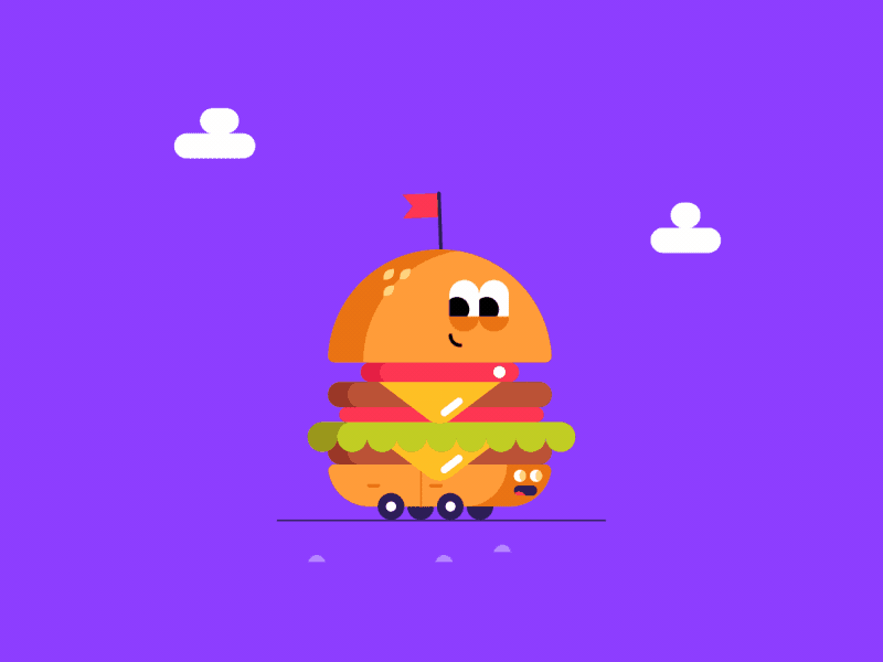Burger Ride aftereffets animation burger car character cute gif happy meal illustration loop toys
