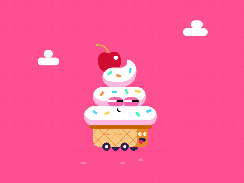 Ice Cream Ride animation character cute gif icecream illustration loop sweet toy