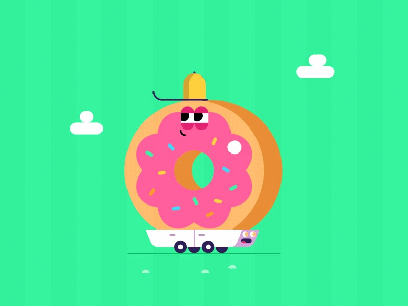 Donut Ride animation character cute donut gif illustration loop toy toys