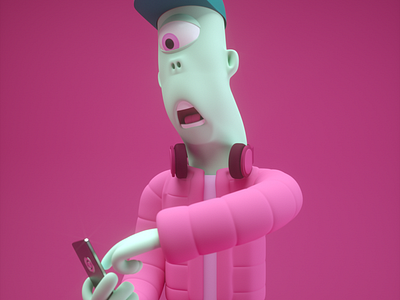 Hype Zombie (Feed The Eyeball) 3d animation c4d character design cyclops feedtheeyeball hypebeast lighting modelling mograph octanerender pink teal