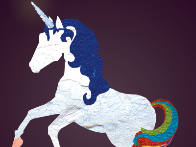 Unicorns & Rainbows 2d cover epic power ballads mixed media paper poster rainbow unicorn