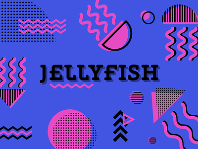 Jellyfish fish graphic memphis