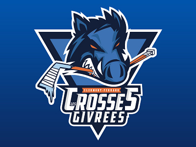 Hockey Logo - Les Crosses Givrées beer league fun hockey hog illustration vector