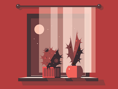 Cactuses in Monochrome cacti cactus cactuses colorful dribbble illustration monochrome plant plants red shot vector