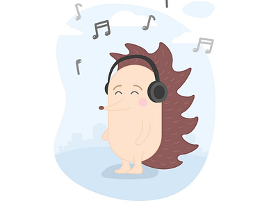 Musical Hedgehog with earphones