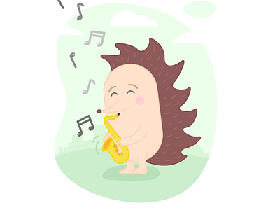 Musical Hedgehog with Saxophone