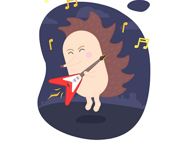 Musical Hedgehog Rock n Roll guitar hedgehog illustration metal music rock and roll vector web