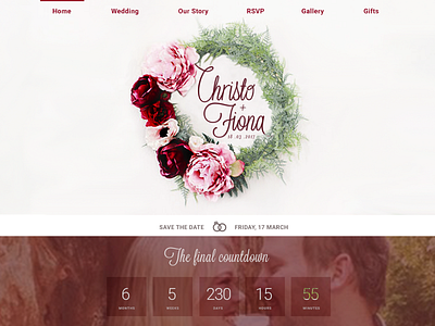 Wedding Website banner countdown counter ui design website wedding