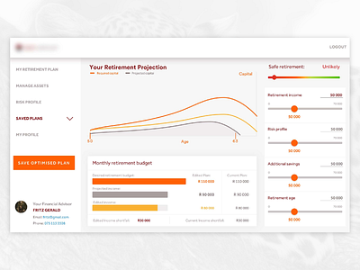 Retirement planner dashboard