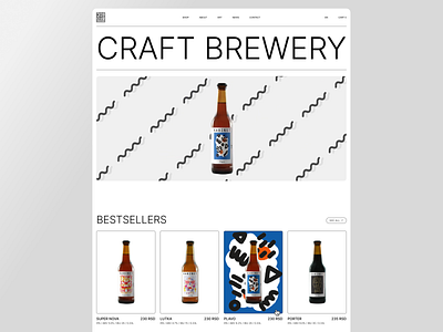 E-commerce for craft brewery beer black brewery clean craft design drink e commerce ecommerce home page minimal online shop store typography ui webdesign website white