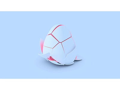 Shattered egg 3d blue c4d illustration model motion pink render
