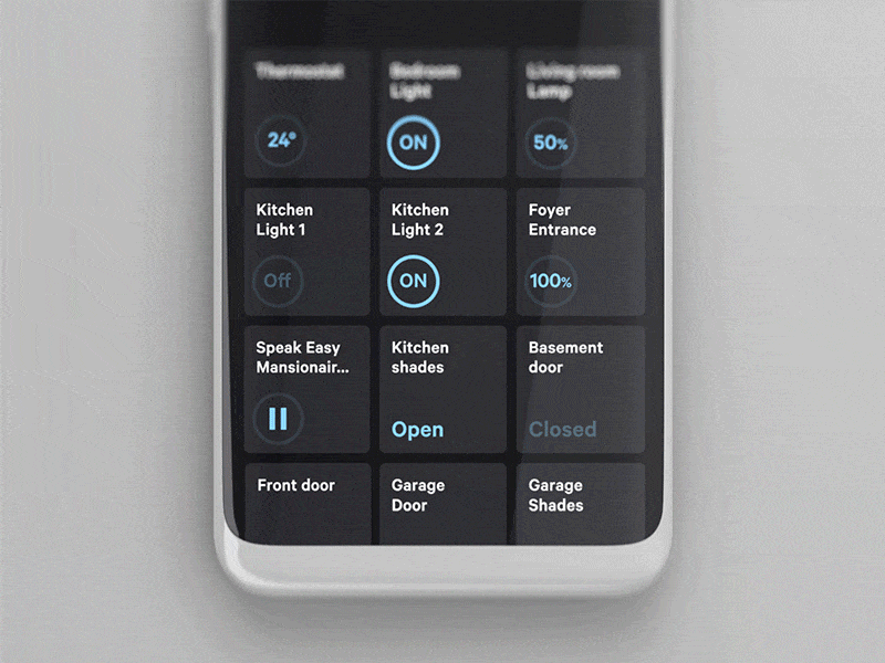 Smart Home Control Panel ae grid home interface mobile motion panel particles scene smart ui