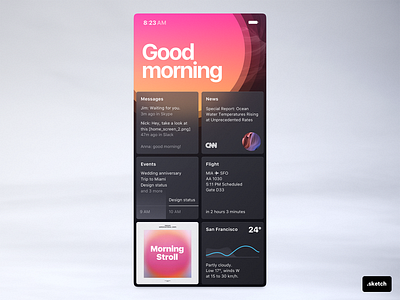 Modular OS By Sol app event flight gradient messages mobile music news review scan sketch timeline weather