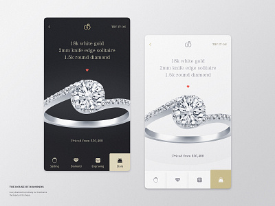 Engage Rings Shop app diamond mobile ring shop ui