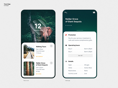 Travel App Concept cards green map mapping mobile travel ui uiux
