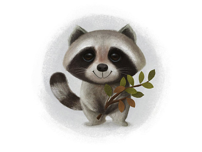 little raccoon book character colors concept art digital draw illustration layers painting photoshop sketch