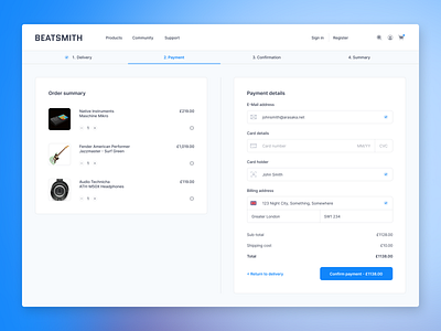 Check-out - BeatSmith blue check out desktop music retail shopping typography ui ui design ux design web