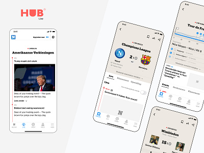 Live News app design branding components design live news nieuwsblad ui