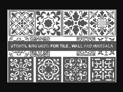Stencil Mini deco for tile wall and mandala branding design graphic design illustratio illustration logo mandala model stencil tile tile designs vector wall wall stencil wall stencil design