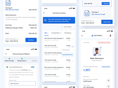 Job Portal Credit Purchase application dailyui design job mobile portal profile ui ux web design