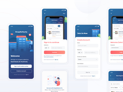 Snap Defect App Preview dailyui illustration landing page login login page mobile mobile app property sign up ui ux